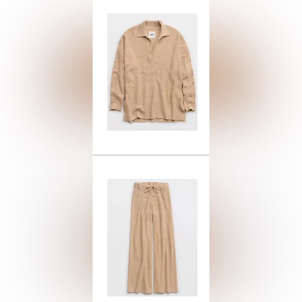 Aerie CozyUp Waffle FULL SET | Shirt & Pants